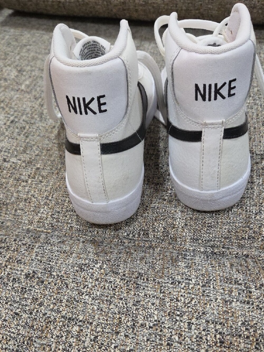 Nike Blazer Mid '77 White High-Top Sneakers with Black Swoosh - Picture 4 of 12